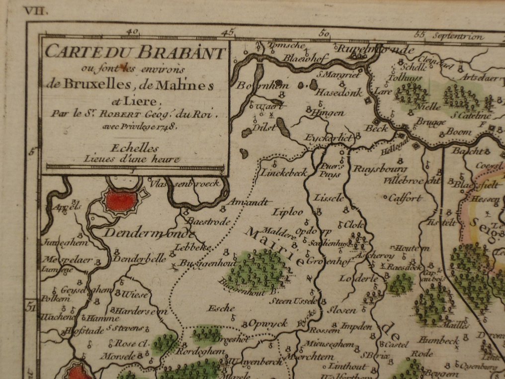 欧洲 - 比利时 / 梅赫伦 / 布鲁塞尔 / 利尔 / 登德莫恩; Robert de Vaugondy - Carte du Brabant (...) - 1748 #2.1