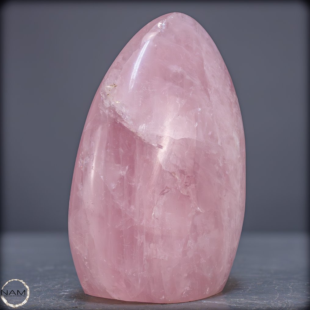 天然玫瑰石英自由形态 温柔的美丽，纯粹的优雅- 869.54 g #3.2