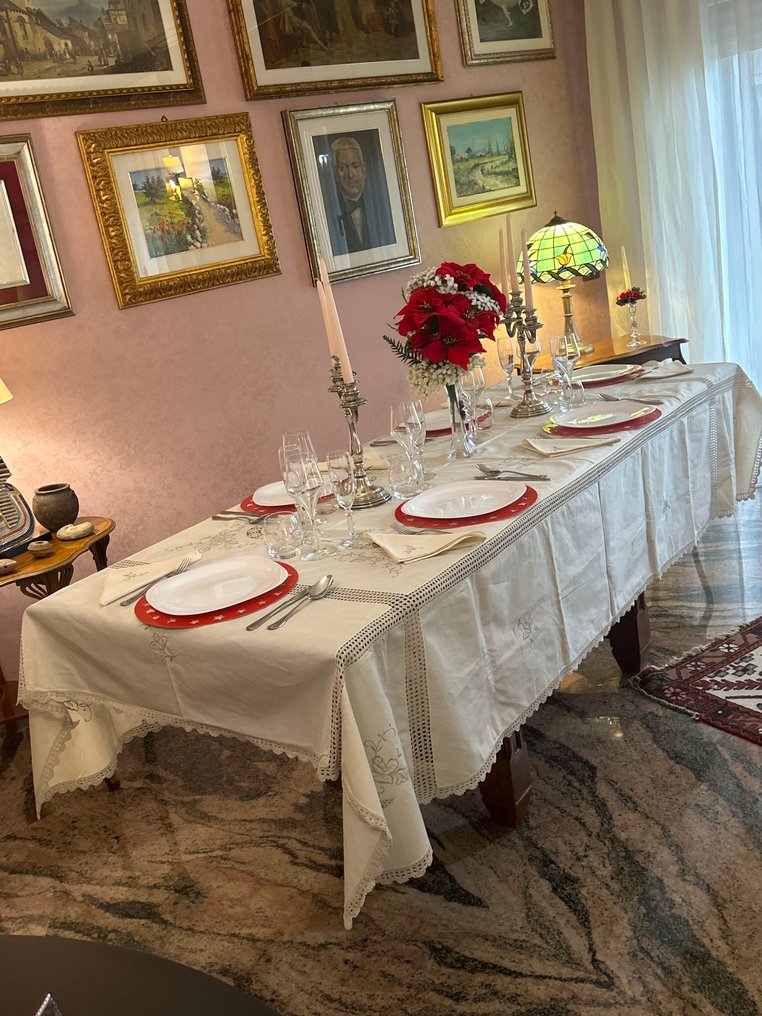 12 人用成套餐具 (13) - 亞麻 - 复古桌布 #1.0