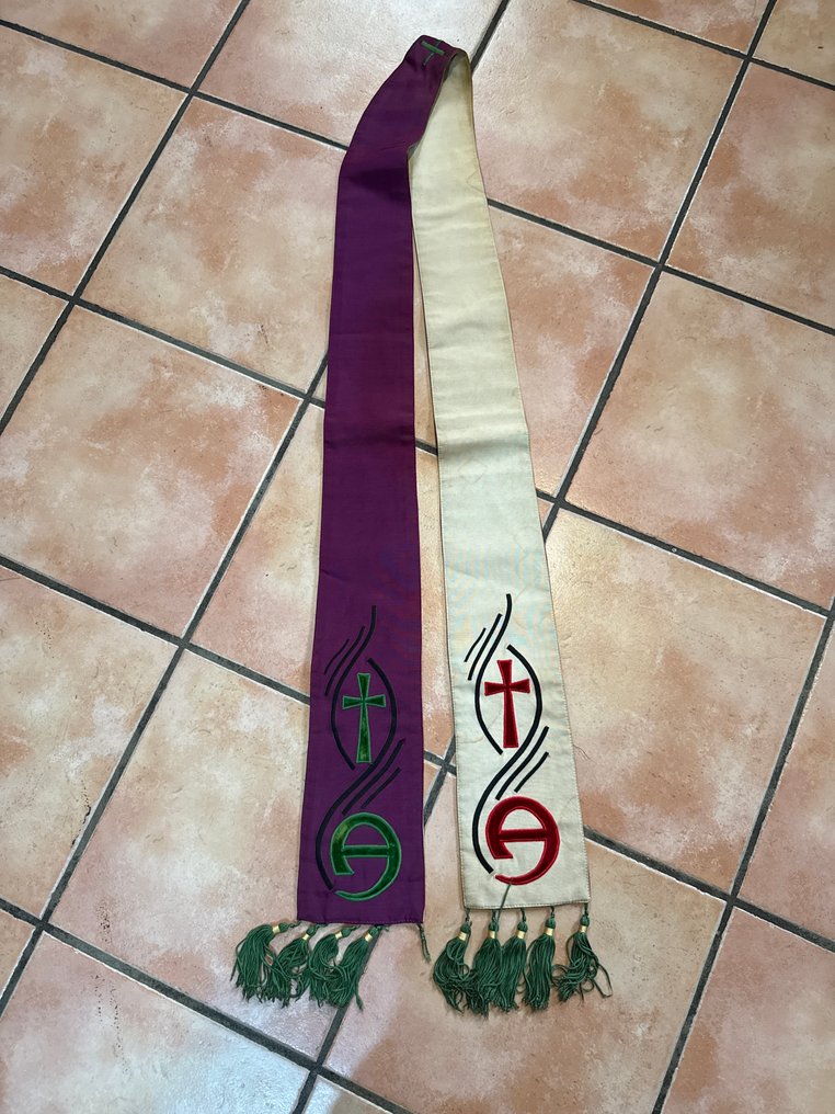 Επιτραχήλιο (Επίσημη στολή ιερέα) - Αντίκες - Μετάξι, Χρυσός, ρόφι - 1920-1930 - Ποιμενική εσάρπα - 20ός αιώνας #3.2