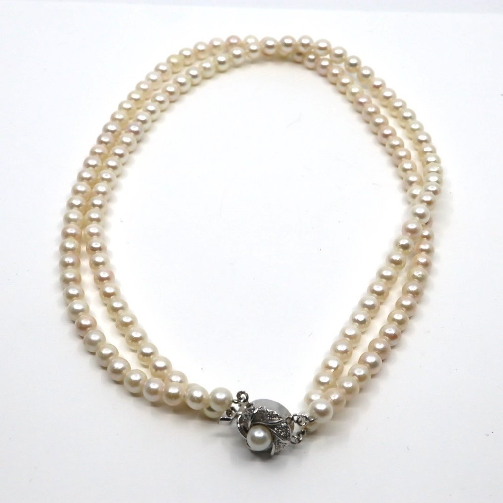 Utan reservationspris - Halsband Silver Pärla - Elegant dubbelsträng #2.1