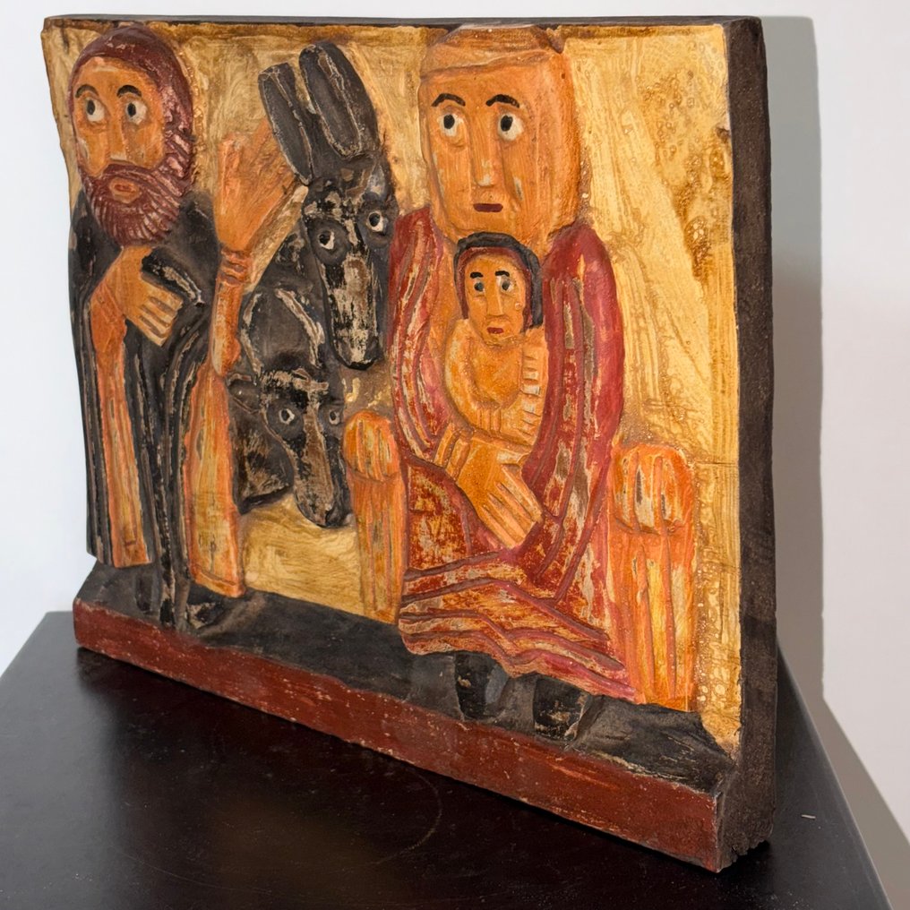 Abdoulaye Derme - Υπαίθριο γλυπτό, La Nativité à l'étable - 24 cm - Ξύλο #1.0