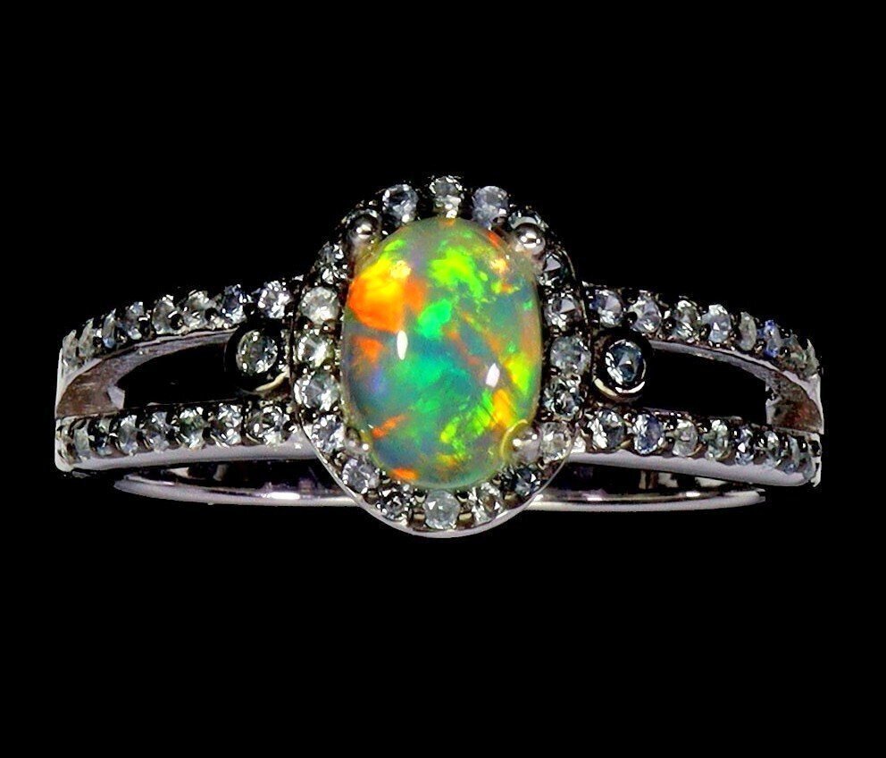 Ohne mindestpreis - Ring Silver - Multi Color Opal,Sapphire #2.1
