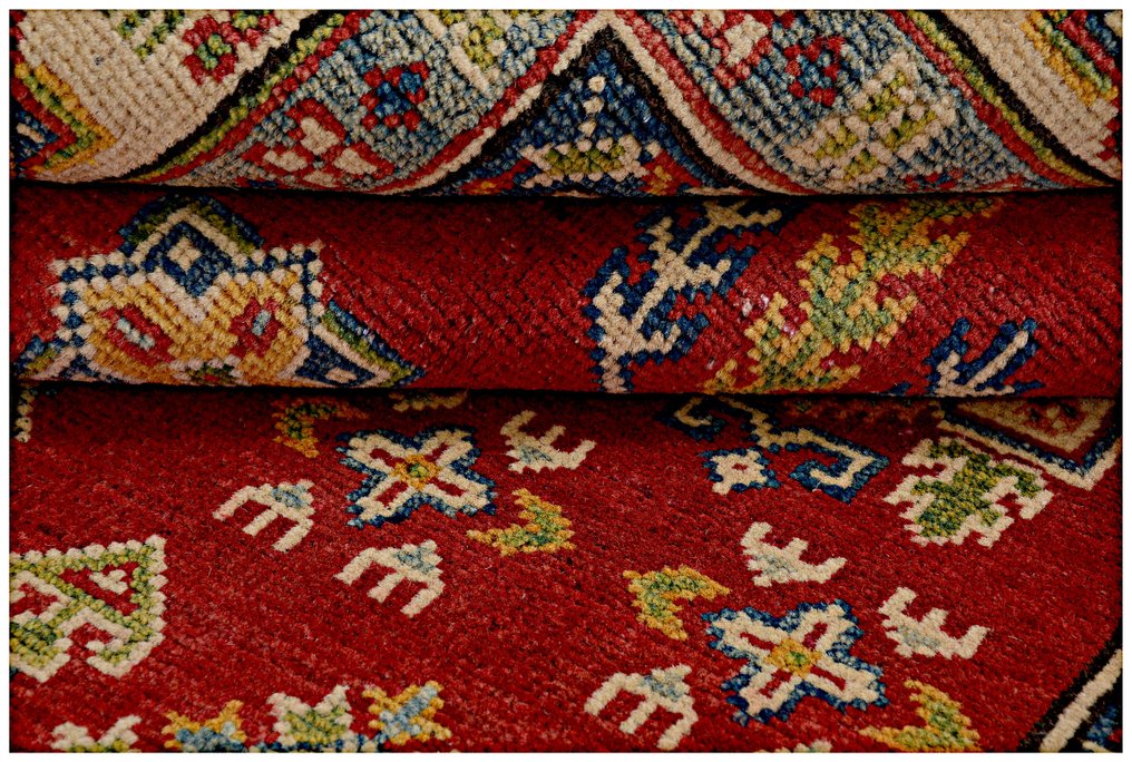 Afghan, Kazak, Μοναδικό χειροποίητο χαλί με κόμπο, φυσική μαλλί. - Χαλί - 210 cm - 150 cm - Παραδοσιακό χειροποίητο χαλί #4.3