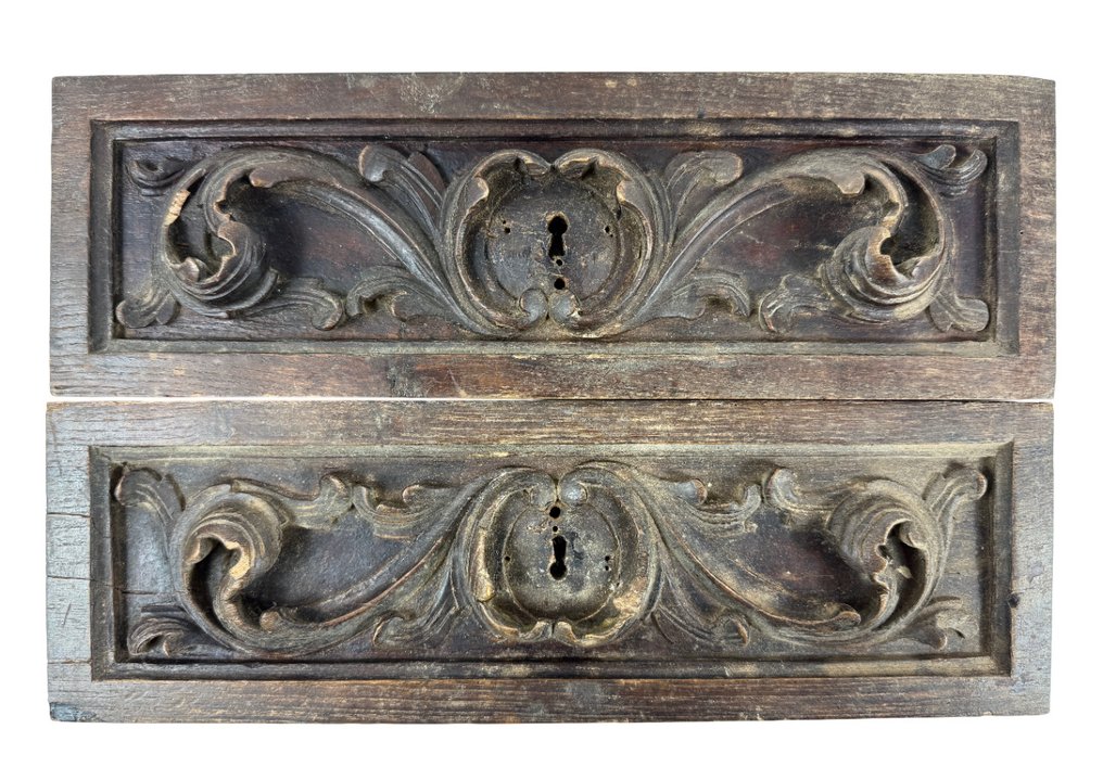 牆面裝飾 (4) - 四个装饰性雕刻木质面板 - 法國 - 32 x 27 厘米 #2.1