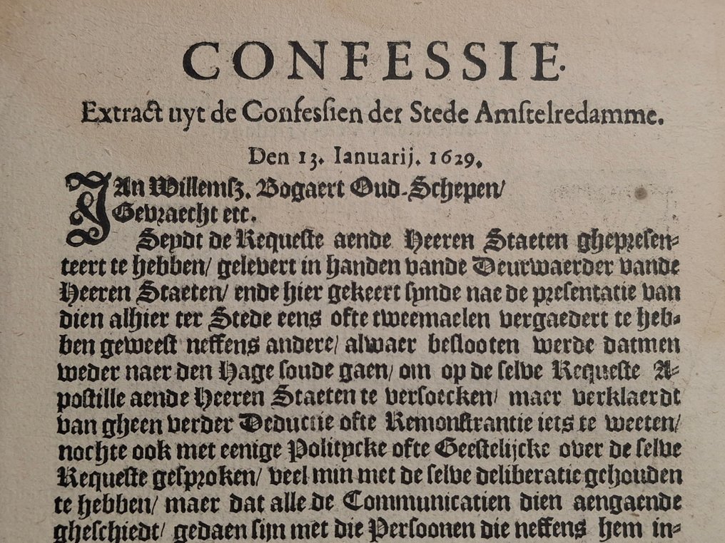 [oud schepen der stad Amsterdam] - Copie vande requeste / confessie / ende sententie van Ian Willemsen Bogaert - 1629 #3.2