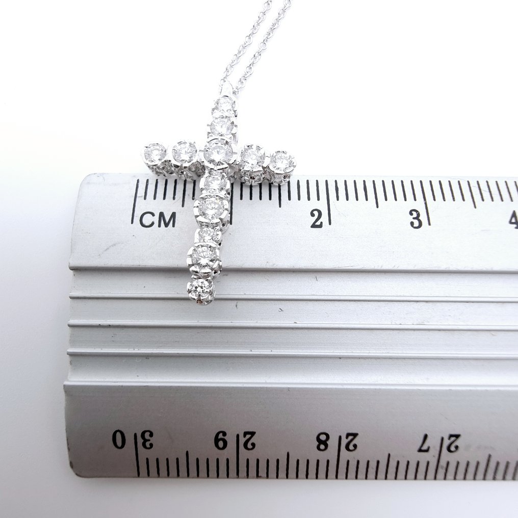 吊坠项链 - 18K包金 白金 钻石 (天然)  #4.3