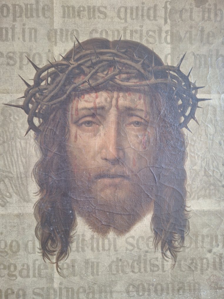 Ολεογραφία σε καμβά - Ecce Homo - 55,5 x 60 εκ. - Καραβόπανο, Ξύλο - 1850-1900 #4.3