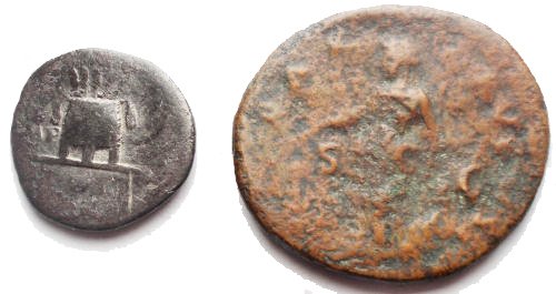 羅馬帝國. 維斯帕先  (AD 69-79). Denarius & As (Lot of 2 pieces)  (沒有保留價) #1.0