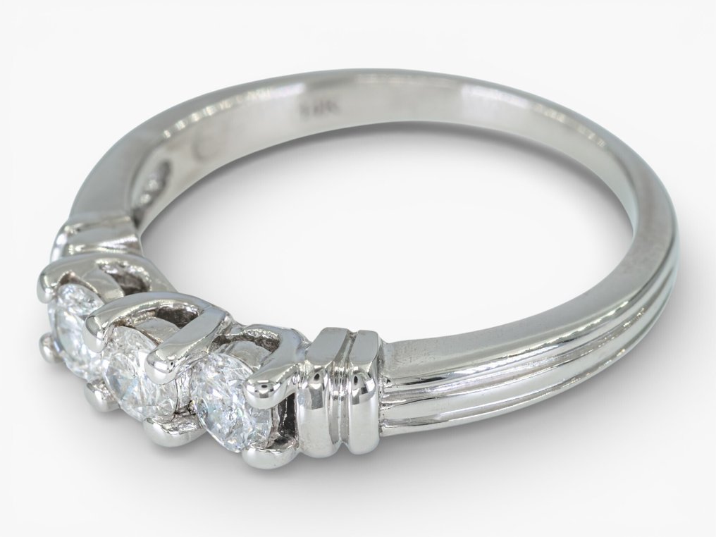 沒有保留價 - 戒指 - 14 克拉 IGI Antwerp, 白金 -  0.50ct. tw. 鉆石 (天然) #4.3