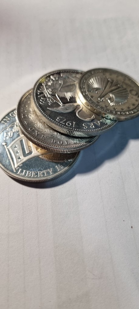 Ηνωμένες Πολιτείες, Μπαχάμες, Γερμανία. Quattro monete d'argento  (χωρίς τιμή ασφαλείας) #3.2