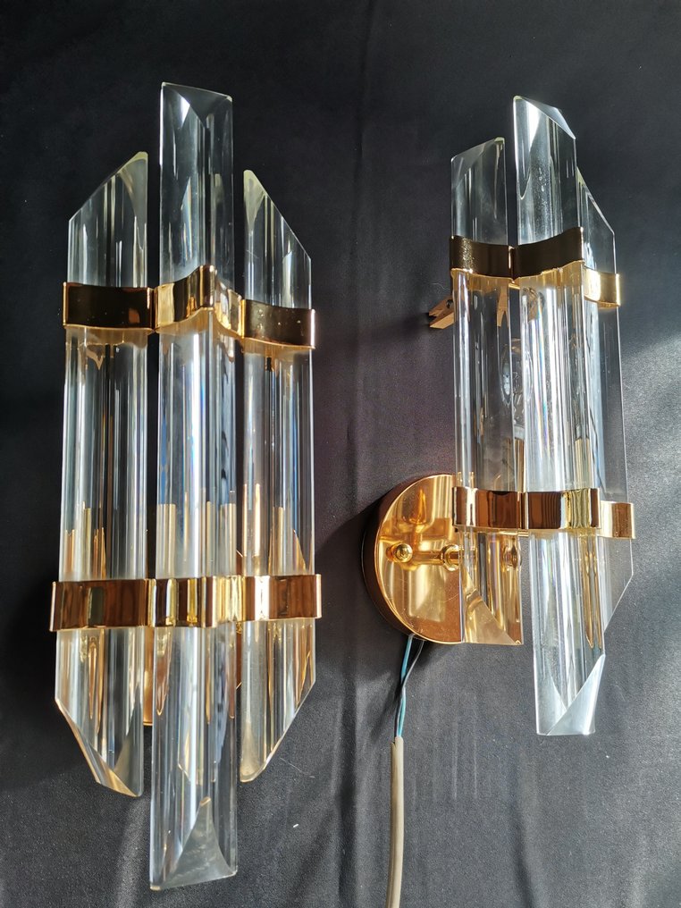 Φωτιστικό τοίχου (2) - Κρύσταλλο, Μέταλλο - Estilo Paolo Venini #1.0