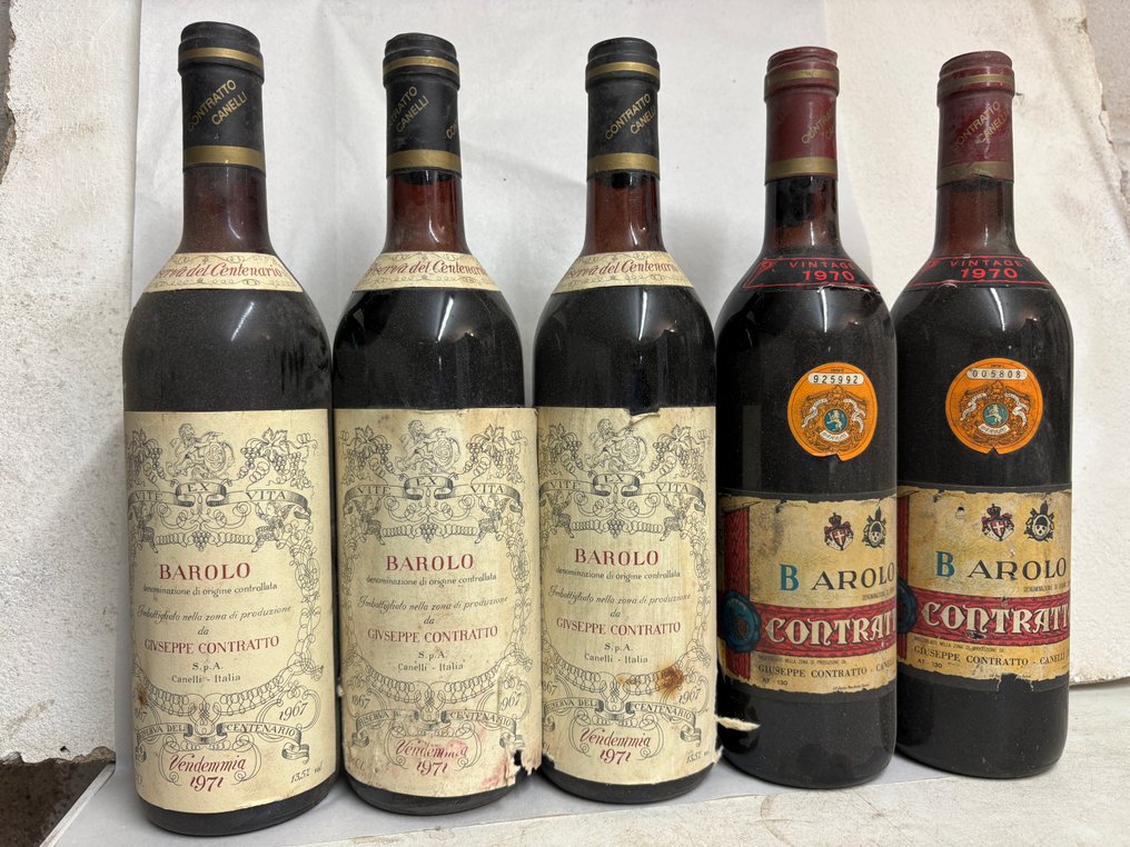 1971 x3 Giuseppe Contratto Riserva del Centenario & 1970 x2 Giuseppe Contratto - Μπαρόλο - 5 Bottles (0.75L) #1.0