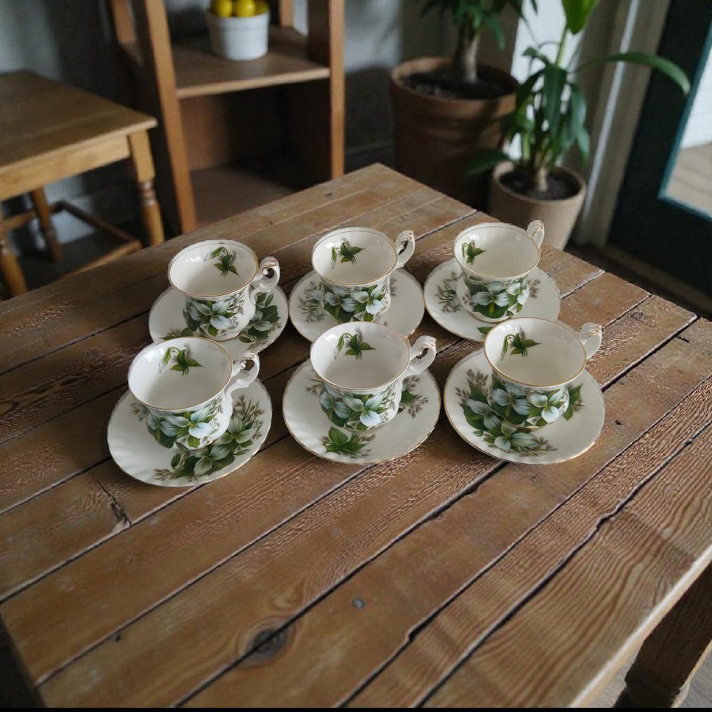 Royal Albert - 6人用咖啡套装 (12) - Trillium - 骨, 瓷 - 经典的外观 #1.0