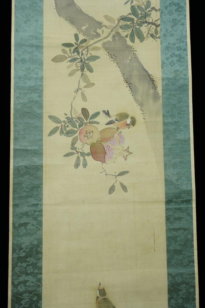 Absolute auction – Japanese Hanging Scroll – Birds and Pomegranate (Attributed) - Attributed to So Shiseki (宋紫石) – attribution uncertain - Japan - Sene Edo-periode (Ingen mindstepris) #2.1
