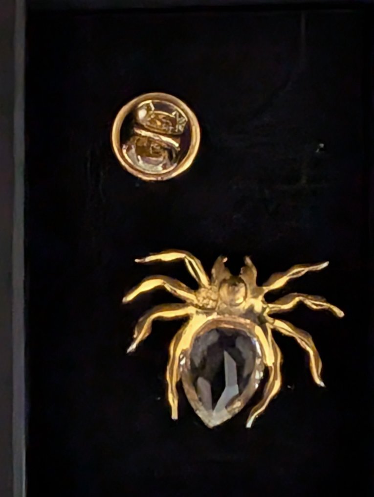 Beeld, Swarovski broche spin - 2.4 cm - Metaal, rodium plated - 1980 #4.3