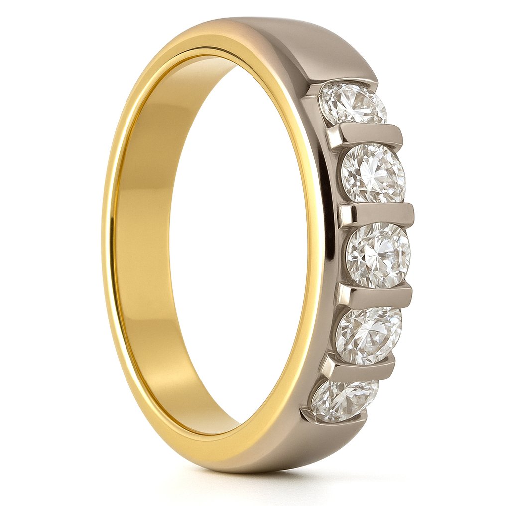 Δαχτυλίδι - 18 καράτια Λευκός χρυσός, Κίτρινο χρυσό -  0.40ct. tw. Διαμάντι (Φυσικό)  #1.0