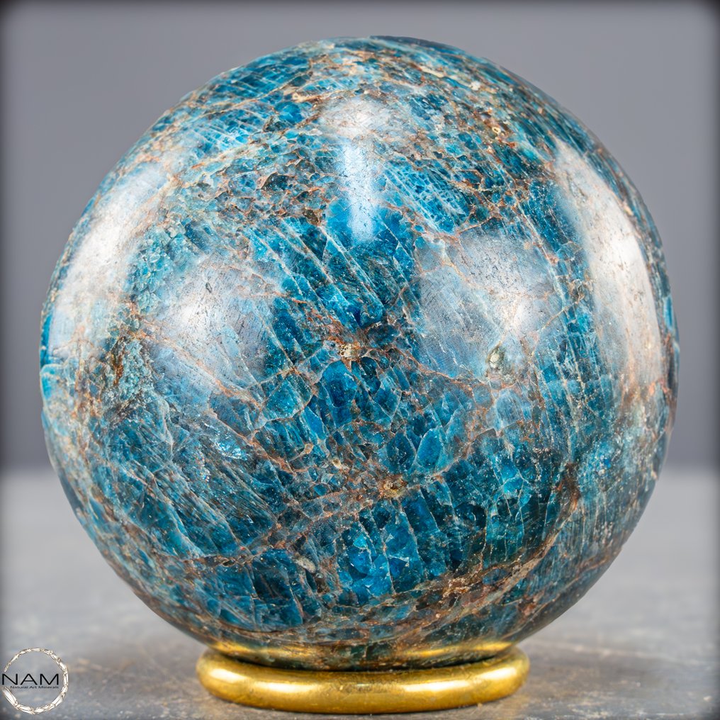 Bellissima sfera di apatite La profondità splendente dell'oceano in forma cristallina- 863.65 g #1.0