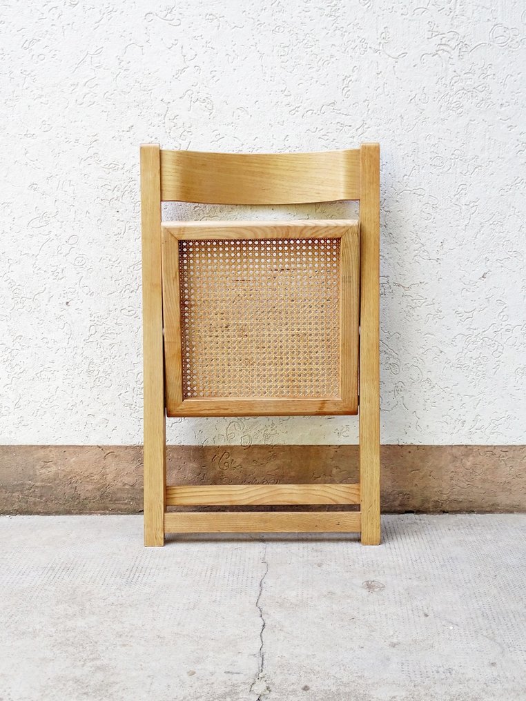 Manifattura Italiana anni '70 - Πτυσσόμενη καρέκλα - Πτυσσόμενη καρέκλα από φράσσινο και άχυρο της Βιέννης - Ash #2.1