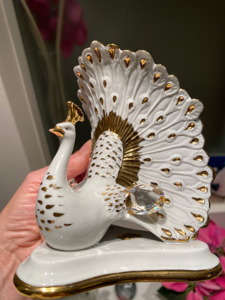 Swarovski, Capodimonte - Figurine - PAVONE - Porcelain, Swarovski crystal #2.1