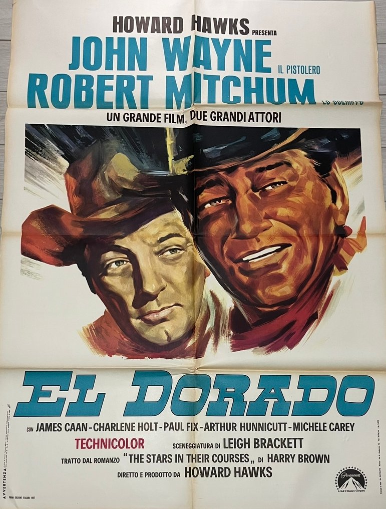 john wayne - - Prop ταινίας Ιταλικό πρωτότυπο μανιφέστο του John Wayne El Dorado. #1.0