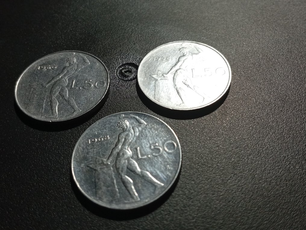 意大利，共和国 50 Lire 1958/1960/1968  (没有保留价) #3.2