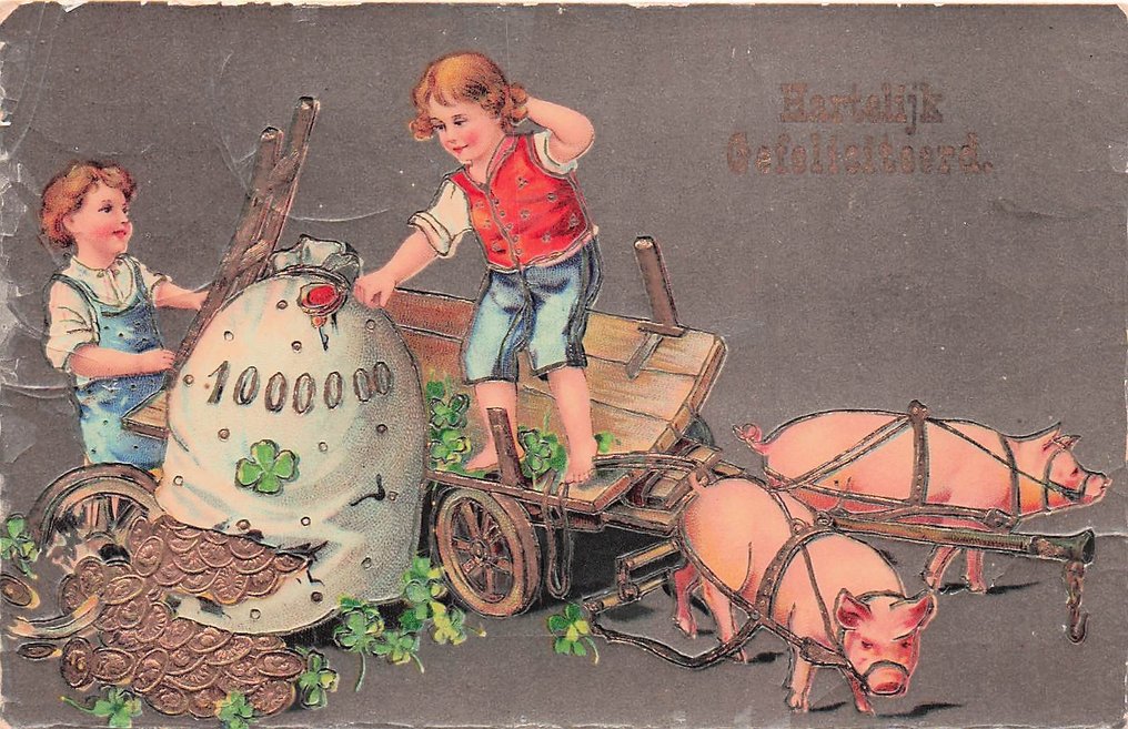 装满钱的袋子和价值币的图片 - 明信片 (65) - 1910-1940 #4.3