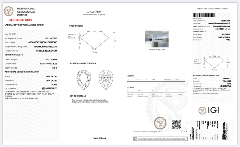 Δαχτυλίδι - 14 καράτια Λευκός χρυσός -  4.12ct. tw. Μπλε Διαμάντι (Διαμάντια εργαστηριακής καλλιέργειας με φανταχτερά χρώματα) - Διαμάντι #2.1