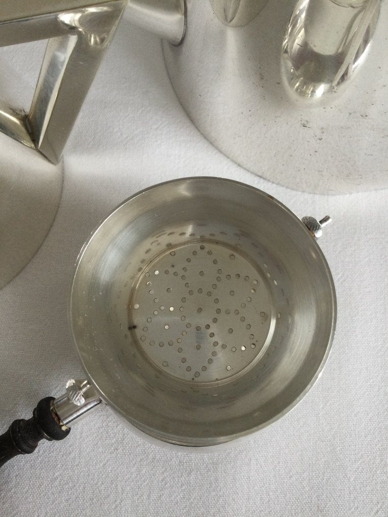 Twee verzilverde theepotten & een theezeef - Τσαγιέρα - Art Deco #4.3