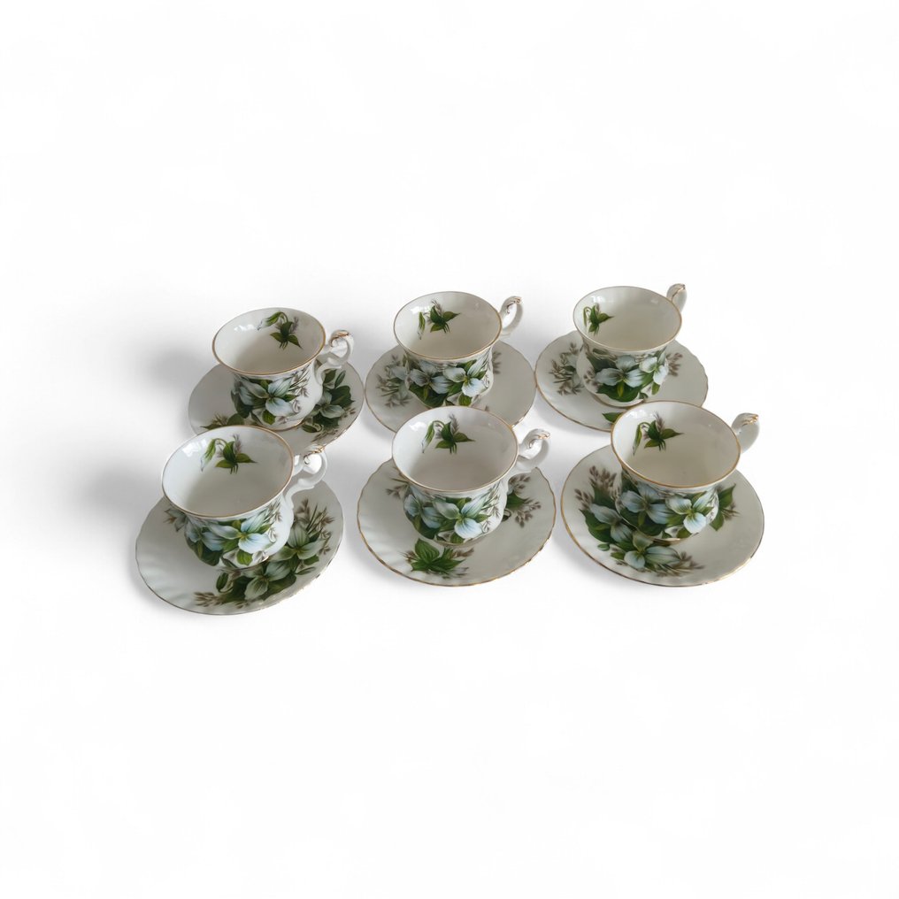 Royal Albert - 6人用咖啡套装 (12) - Trillium - 骨, 瓷 - 经典的外观 #1.0
