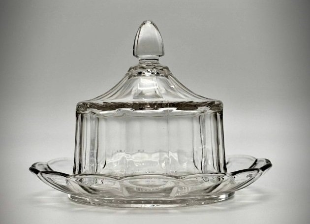 Val Saint Lambert, LUXVAL - Charles Graffart - Πιάτο βουτύρου - Service à Larges Cotes Plates - Γυαλί - KAASSTOLP/Κουτί τυριού #2.1