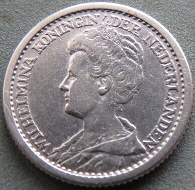 Ολλανδία. Wilhelmina. 25 Cent 1910  (χωρίς τιμή ασφαλείας) #1.0