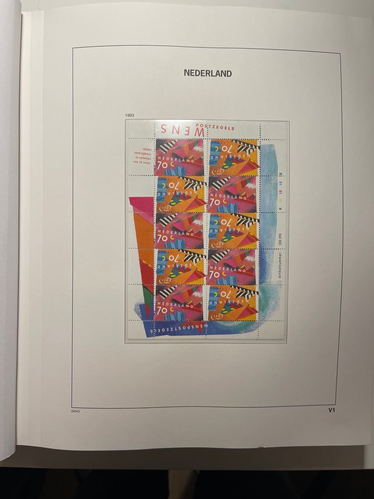 荷兰 1993/2024 - 高级集藏的薄片和挂册，共3本Davo预印本册，面值为 #1.0