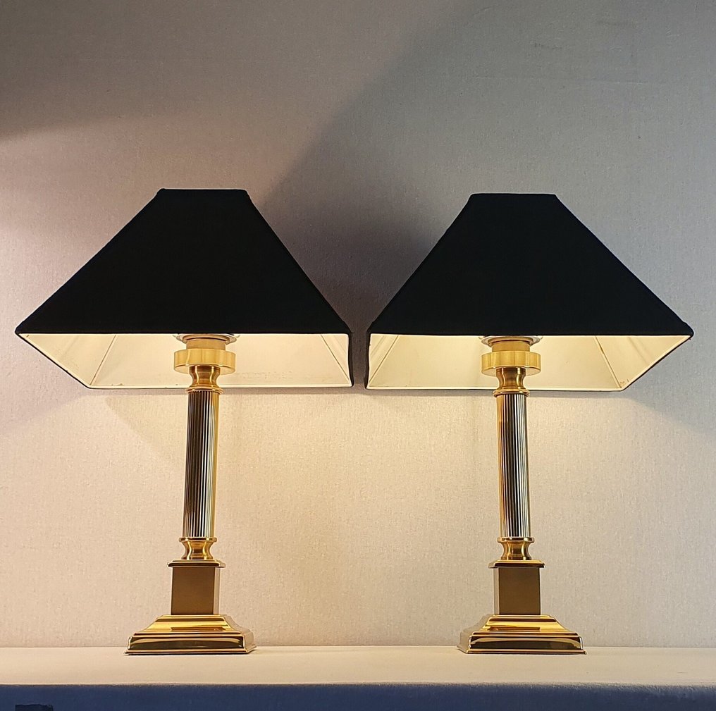 Lampada da tavolo - Herda - Due lampade vintage neoclassiche - Ottone #1.0
