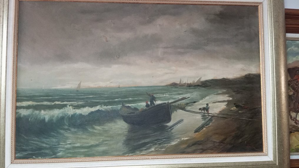 École espagnole (XX) - Marina con barcos #4.3