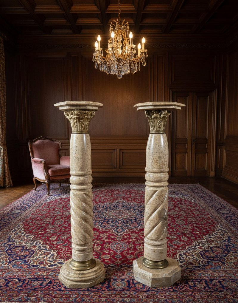 Αντίκες Στήλη (2) - Αρχή του 20ού αιώνα - Ζευγάρι μαρμάρινων στηλών  #1.0