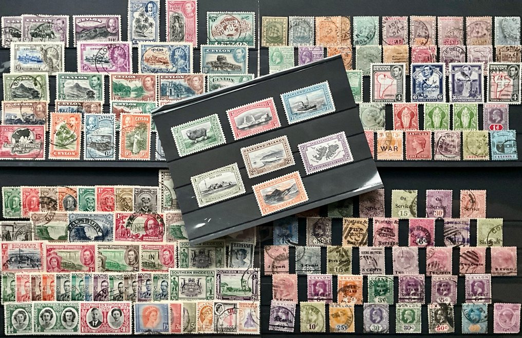 大英國協 1873/1958 - 锡兰、巴巴多斯、福克兰、英属圭亚那、南罗德西亚……，5张插卡，全新未邮寄。 - Michel #1.0