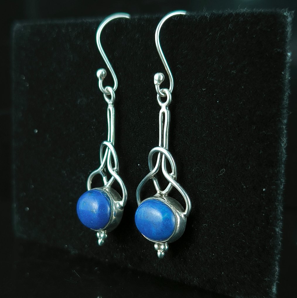 青金石 - 银 - 耳环 - 纯银 #2.1