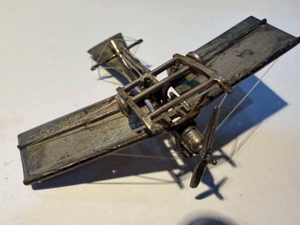 Zilveren miniatuur vliegtuig Fokker Spin - Model plane #2.1