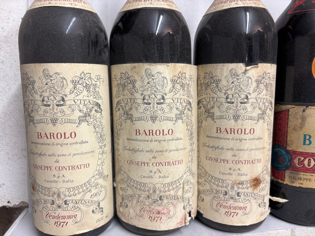1971 x3 Giuseppe Contratto Riserva del Centenario & 1970 x2 Giuseppe Contratto - Μπαρόλο - 5 Bottles (0.75L) #1.0