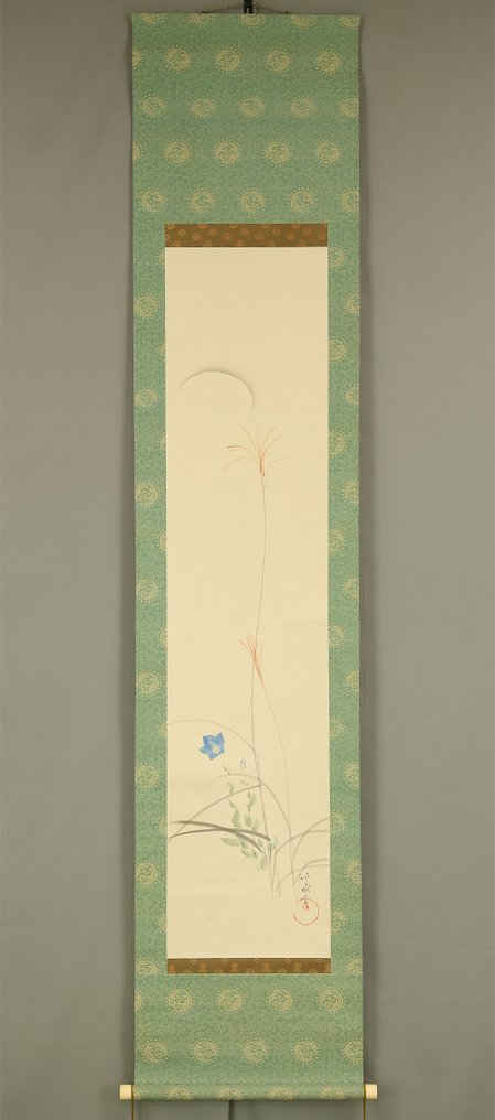 Moon and Autumn Flowers with Original Box (Tomobako) - Araki Jippo 荒木十畝 (1872-1944) - Giappone  (Senza prezzo di riserva) #1.0