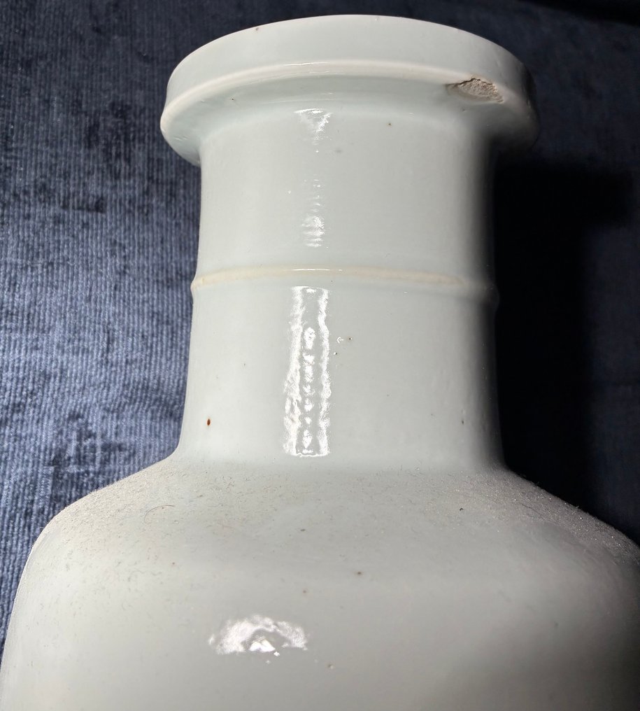 白色滚筒花瓶 - 蓝色覆盖下的双圈（不设底价出售） - 瓷 - 中国 - Qing Dynasty (1644-1911) #4.3