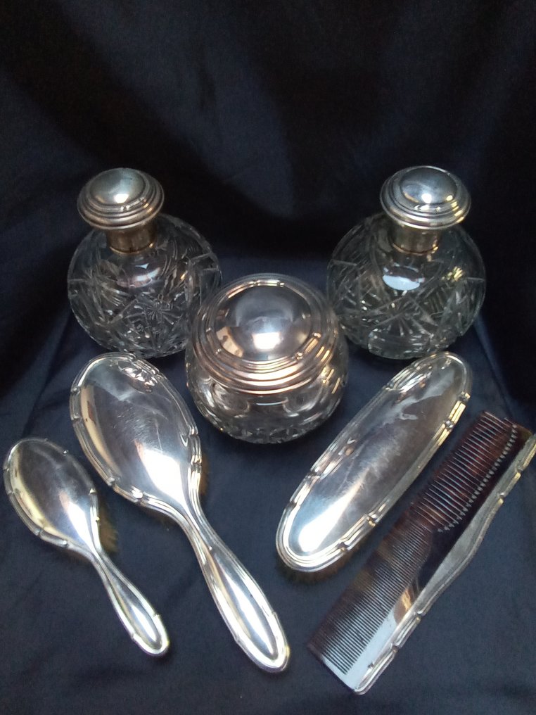 Art Déco Toalett-set (7) - Kristall, Silver #1.0