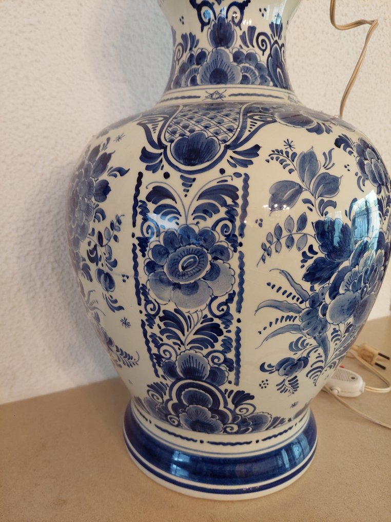 Ram, Plateelbakkerij - Vase  - Delftware - Delft Blue Lamp - 70cm #3.2