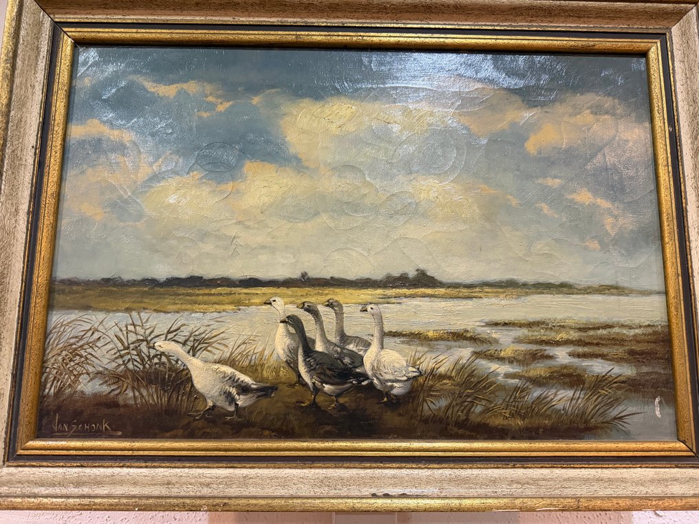 Jan Schonk (1889-1976) - Eenden in rivier #4.3