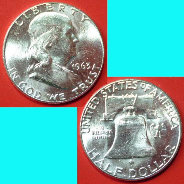 Verenigde Staten. Lot of 7 x .900 Silver Half Dollars 1963-1964 Franklin and Kennedy  (Zonder minimumprijs) #1.0