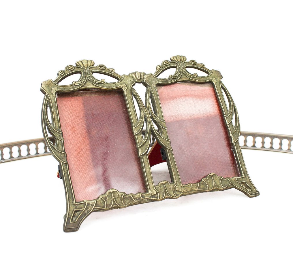 Cadre photo double style Art Nouveau - Fotolijst  - Messing, Glas #1.0