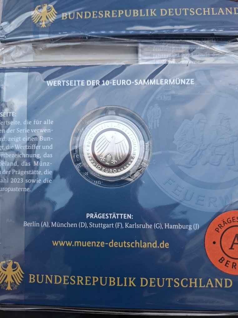 Γερμανία. 10 Euro 2022 "Feuerwehr" (5 coins) Proof  (χωρίς τιμή ασφαλείας) #3.2
