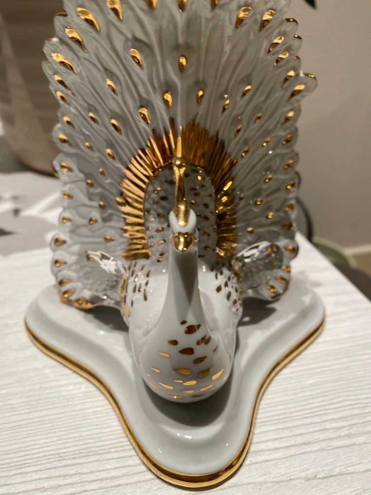 Swarovski, Capodimonte - Figurine - PAVONE - Porcelain, Swarovski crystal #1.0