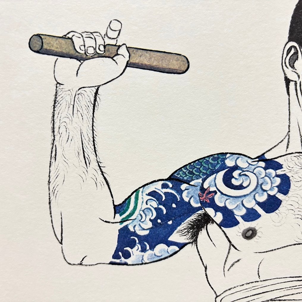 持鼓棒的男人 - 石版画 三岛剛画集 若者 三島剛畫集 若者 三島剛的畫集 - 平版画 - Mishima Gō 三島剛 (1924-1988) - 日本 - 昭和年代(1926-1989) #2.1